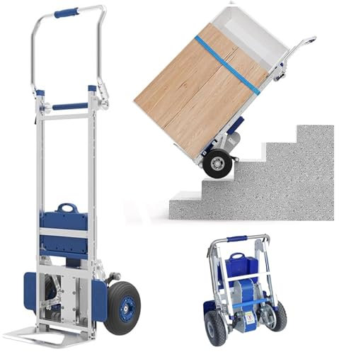 BDJSN 400W Folding Hand Truck and Dolly, Electric Stair Climbing Trolley, Load Capacity 170kg, Removable Battery, Electric Stair Climber Cart for Home Appliances, Buckets, Tires, Cement