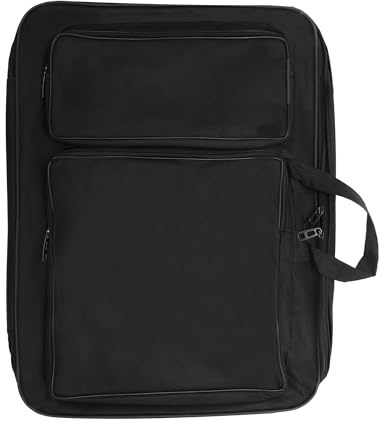 CAPASTEC Kunstmappe Tragetasche Für Malerei Skizzenblock Schwarz 1 Stück | Schwarz, 50x39cm, 14cm/29cm Breite, Für Malerei Zeichnung Paletten Farben Pinsel, Verstellbare Schultergurte