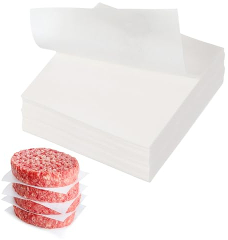 sourcing map 500 Pcs Unbleached Parchment Paper Baking Sheets Squares, 2.8 Inch Hamburger Patty Paper, for Baking Grilling or Meat Storage, White