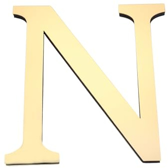 PATIKIL 7.87'' 3D Acrylique Alphabet Autocollants Mural Lettre N Or Clair | Auto-adhésif Décoration, Maison Lettre Miroir Signe Art Autocollant Décalcomanie pour DIY Décoration Maison