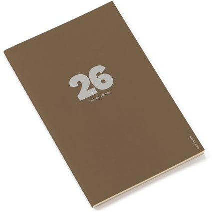 OCTÀGON Design 2026 Big Monthly Planner Plus, Monatsplaner, 12 Monate, Januar - Dezember 2026, der kultige Monthly Octagon-Planer, A4, Cappuccino, Softcover