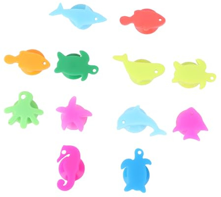 Cabilock 36 Pezzi Segnabicchieri in Silicone Riutilizzabili Design Animali Marini, Facili da Applicare per Feste di Cocktail e Matrimoni Colore Casuale