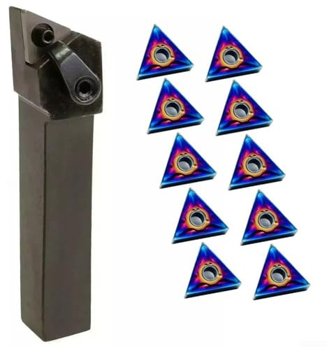 Eawfgtuw Tornio Porta Utensili per Tornio Esterno 20x20mm con Inserti in Carburo per Acciaio Inox Ghisa Lavorazione Utensili da Taglio Industriali Accessori per la lavorazione dei metalli