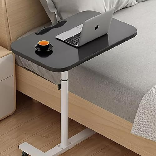 Tavolo da letto regolabile con ruote, regolabile in altezza, scrivania per computer portatile per anziani, postazione di lavoro per casa, ospedale e ufficio (nero)