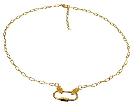 Elegant Stainless Steel Necklace with Hand Clasp, 18K PVD Gold Plated, 45cm Chain with 5cm Extension