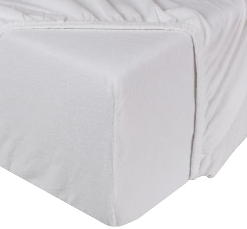 DoubleDry Molton Spannbettlaken, Matratzenschoner, Matratzenschutz 160 x 200 cm - Baumwolle, Oeko-Tex Zertifiziert, rundum elastisch, 25cm Steg, Basic - Weiß