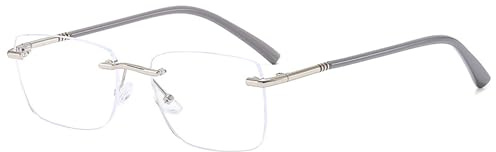 ALKAHE Rahmenlose Lesebrille mit Blaulichtfilter Herren Damen Leicht Dünner Metall Lesehilfe Randlos Sehhilfe Anti Blaulicht Brille