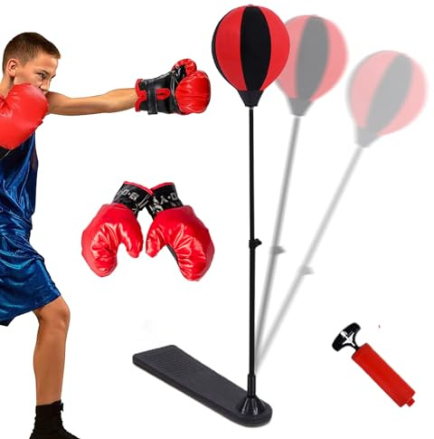 Sghtil Boxsack mit Ständer - Höhenverstellbarer Standboxsack mit Handschuhen | Stabiles tragbares Sportspielzeug für Zuhause Gym Workout Training Übung
