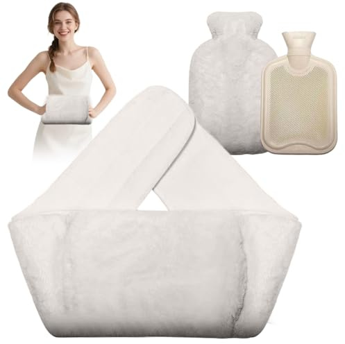 Yuragim Wärmflasche Wärmflaschengürtel 1L 130cm Extra Langer 3 in 1 Wärmflasche Gürtel Extrem Flauschig, mit bezug und weichem Taillenbezug Wärmflaschen für Nacken und Schulter, Rücken, Beine, Taille