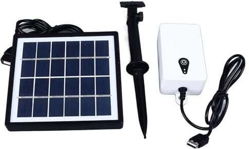 Eujgoov Pompe à Oxygène Solaire 0,3 LPM, Pompe à Air à énergie Solaire avec Batterie de Secours pour étangs, Aquariums, Culture Hydroponique