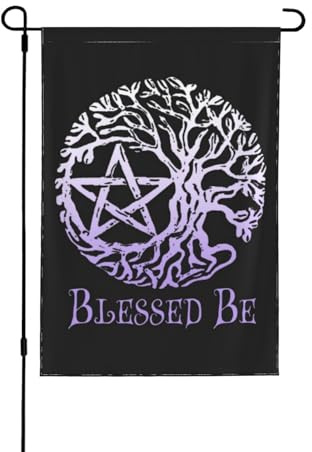 Banner Flagge Dreifache Mondgöttin, Wicca-Pentakel, Lebensbaum Uv-Beständig Garten Deko Robuste Dekorations Fahnen Für Draußen Drinnen Party 12X18 Inch