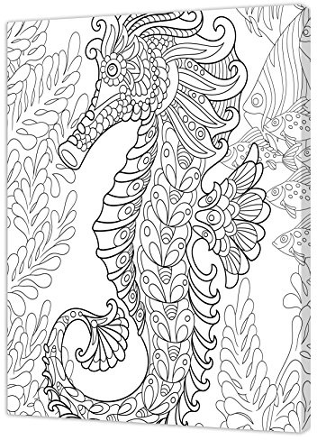 Pintcolor 7169.0 Telaio con Tela Stampata da Colorare, Legno di Abete/Cotone, Bianco/Nero, 40x50x3.5 cm , 100% Made in Italy
