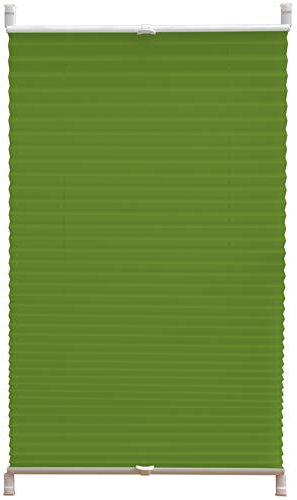 Deco4Me Plissee ohne Bohren (75 x 140 cm, Grün Crash) - Blickdicht, lichtdurchlässig, Keine Verdunkelung - Jalousien zum Klemmen - Faltrollos für Fenster