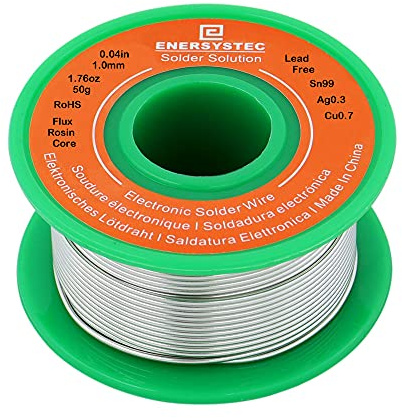 Solder Wire Lead Free Rosin Core Flux 1.0mm Electronics Soldering Diameter 0.04in No Lead 1.76oz 50g Sn99 Ag0.3 Cu0.7 Flow RoHS Electrical Solder Wire Electric Repair Unlead