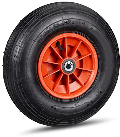 Relaxdays, carriola nero-rossa 136 kg, perno ruota di scorta, perno in gomma 4.00-6 - 3 adattatori