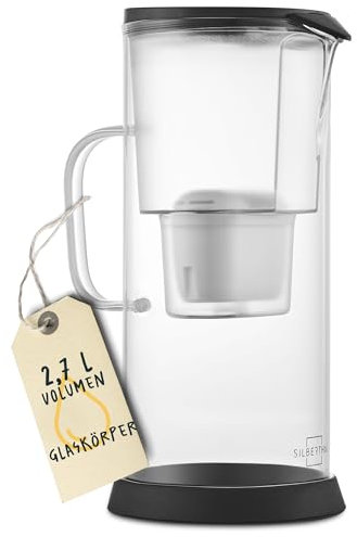 SILBERTHAL Jarra filtradora de agua cristal - 2,7L Agua filtrada - compatible con Maxtra - Con cartucho filtro - Grande