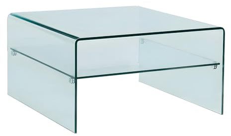 Vente-unique-Mesa de Centro Cuadrada STILEOS - Doble Tablero - Cristal Templado