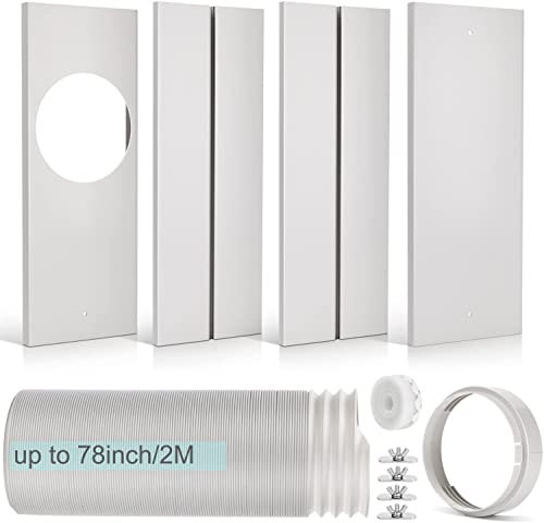 LINFKY Tragbares Klimaanlagen Fensterabdichtung, Verstellbare Mobile Klimaanlage Schiebefenster PVC Dichtungssatz mit 5.9 Abluftschlauch gegen den Uhrzeigersinn (Ø150mm, 2 Meter)