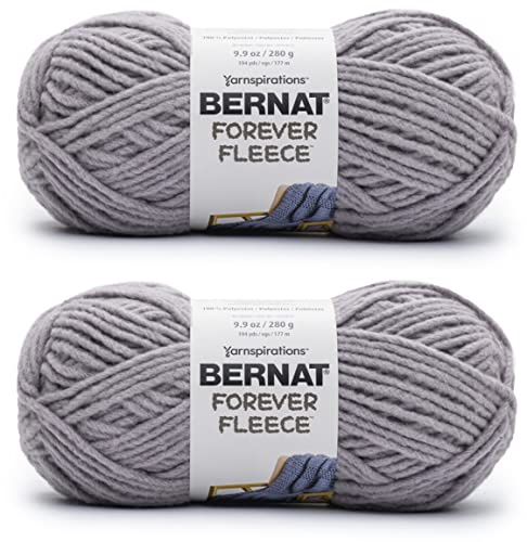 Bernat Forever Ullgarn, 2-pack à 280 g, polyester, 6 Super Bulky, 177 meter, för stickning/virkning, grått (Lunar Gray)