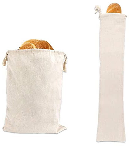 HREDZEO Bread Storage Bag,2 Pcs Reusable Linen Bread Bags Organic Linen Eco Bread Bag for Homemade Bread Keep Bread Fresh Natural Unbleached Reusable Food Storage Bag