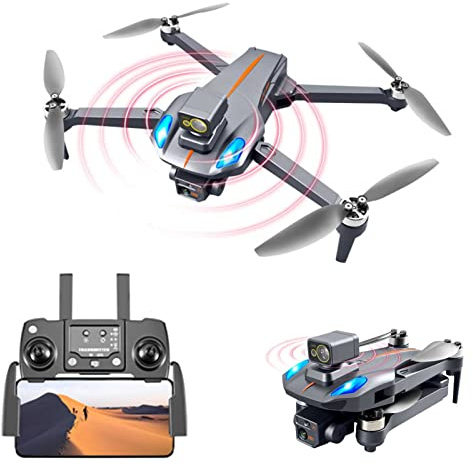 Drones with Camera for Beginners?GPS 8k Dual Camera Obstacle Avoidance HD Aerial Photography ESC Drone Brushless Quadcopter Folding Remote Control Plane (8k 2 Battery)