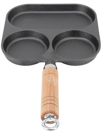 Qcwwy Sartén para Desayuno, Sartén de Hierro Fundido Sartén para Huevos de 3 Secciones Sartén para Panqueques Sartén para Saltear Sartén para Tortilla Sartén para Bistec Sartén para