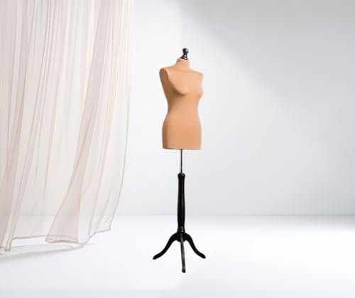 LUSORIA Schneiderpuppe, Schneiderbüste weiblich beige/schwarzes Holz (XXL 46/48)