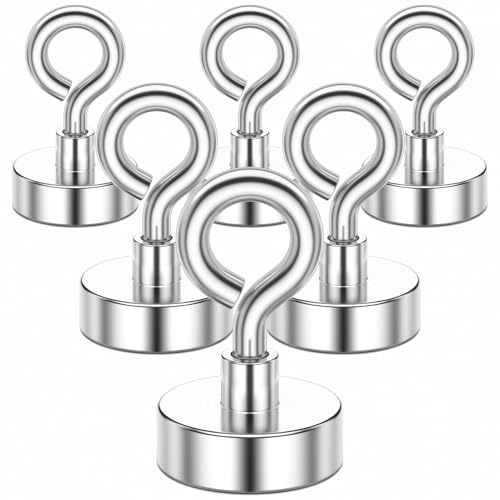FINDMAG Magnet Hooks, 6 Pack N52 Grade Magnetic Hooks for Hanging, Sheep Eye Magnetic Hooks for Cruise Cabins, Grill, Home, Camping Accessories (28 lbs)
