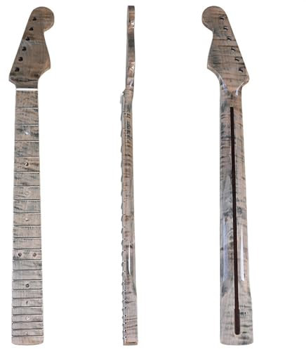 LVYUDS Tiger-Streifen Gitarrenhals, 6 Saiter 21 Bünde 2.2 Zoll Breit Gitarrenhals für ST E-Gitarrenhals Zubehör Ersatz