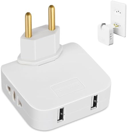 Powice Adattatore US to EU, presa con USB, presa multipla con USB, adattatore USA, spina tedesca, adattatore UE, adattatore americano tedesco con alimentatore di rete USA, conversione per dispositivi