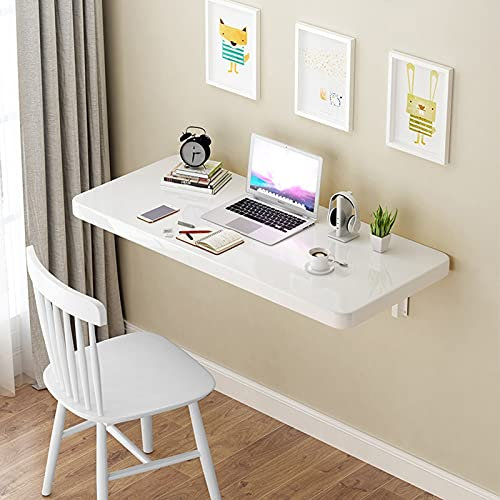 Weißer, an der Wand montierter Schreibtisch, Klapptisch, Computer-Arbeitsplatz, schwimmender Küchen-Esstisch, platzsparend, für Zuhause, Büro, Schlafzimmer, zum Aufhängen, Klapptisch, Breite 30/40 c