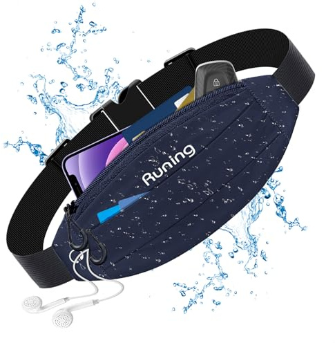 Bauchtasche für Handy, Sportgürtel Laufgürtel, Gürteltasche Jogging, Laufgürtel für Damen und Herren für Reisen Joggen, Sport, Fitness, Outdoor Aktivitäten（Dunkelblau）