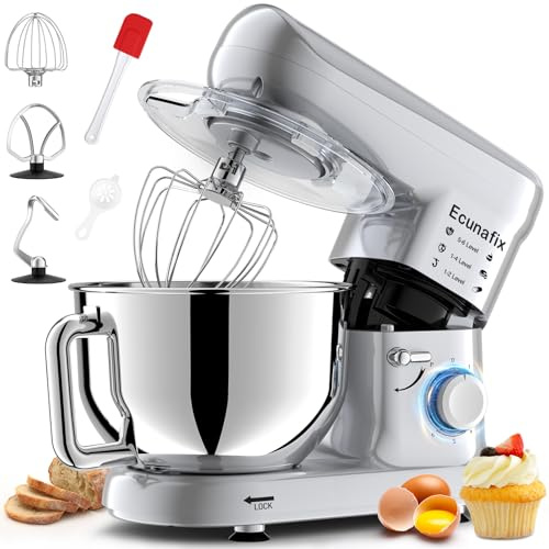 Kitchen Stand Mixer, 6.5Qt Household Stand Mixers, 660W 6+P Speed Tilt-Head Electric Dough Mixer, Food Mixers for Daily Use with Dough Hooks, Whisk, Beater