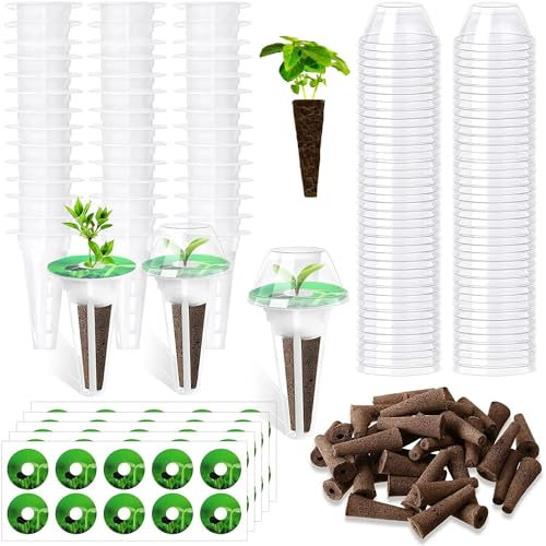 120 Pcs Seed Pods Kit for Aerogarden, Hydroponic Pods Kit Seed Starter Pods for Hydroponics Growing System Garden Kits with 30 Plant Grow Sponges, 30 Grow Baskets, 30 Pod Labels, 30 Grow Domes Lids