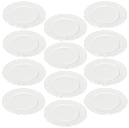 Set de 12 Platos de Porcelana Smart de 27cm LLano, Vajilla Redonda, Blanca, Apta para lavavajillas y microondas