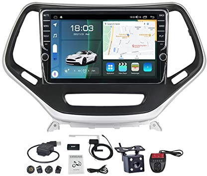 HYMLMY Schermo da 9 Pollici 2 DIN Car Stereo Android 11 per JEE-p Cherokee 5 KL 2014-2018 Car Stereo GPS Navigatore satellitare nel cruscotto Ricevitore Audio per Auto Supporto CarPlay Android Auto/