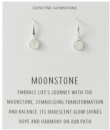 Philip Jones Moonstone Drop Earrings with Quote Card
