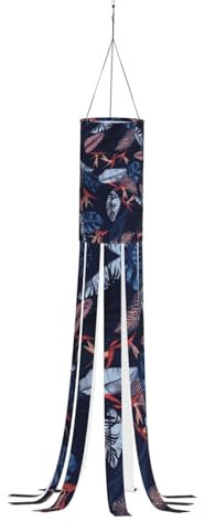 SABFWF Windsack mit Vogelmotiv, für Herbst und Winter, Thanksgiving, Outdoor und Geister-Motiv, Windsack mit Stange, Blau und Orange