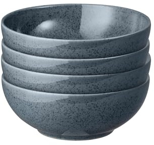 Denby - Dark Grey Speckle Cereal Bowls Set of 4-17cm Diameter, 820ml Capacity - Dishwasher & Microwave Safe, Oven Proof Dishes for Soup, Noodles - Stoneware, Ceramic for Everyday Use