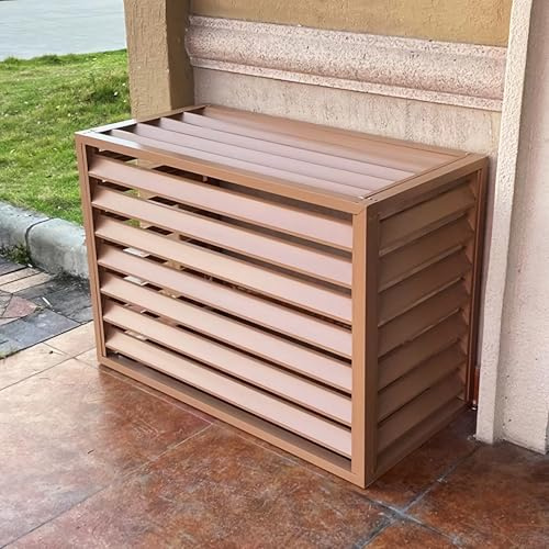 Couverture de Climatiseur en Aluminium Couvercle Extérieur Caché Résistant Aux Intempéries Écran Décoratif Barrière d'intimité Persiennes ​Grille de Climatisation Couvercle(Beige,100x50x70cm/39x20x28i