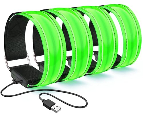 flintronic LED Armband, Reflective LED Leuchtarmband, Led Armbänder Leuchtband, Sicherheits Licht, Unisex für Nachtlauf, Joggen und Outdoor Sports, Blau+Grün