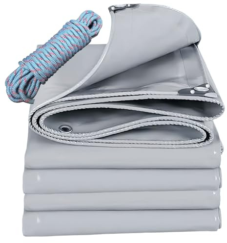 YANFEILI occhiellato Copertura Impermeabile Esterni,1.5x2m 520g/m² telone pvc Resistente ai Raggi UV Resistente Agli Strappi,Esterno Copertura Multiuso per Mobili da Giardino Legno Piscina grigio
