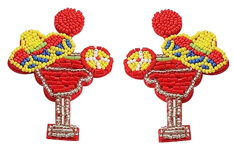 SAFIGLE Elegant Beaded Wine Glass Earrings Dangle Earrings for Women Ideal for Daily Wear Special Events