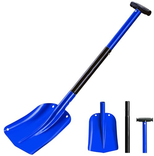 Pala da neve da 82 cm, 4 pezzi staccabili, pala da neve in metallo regolabile, pala da neve per auto, pala da neve portatile, per occasioni di neve, giardino e campeggio (D)