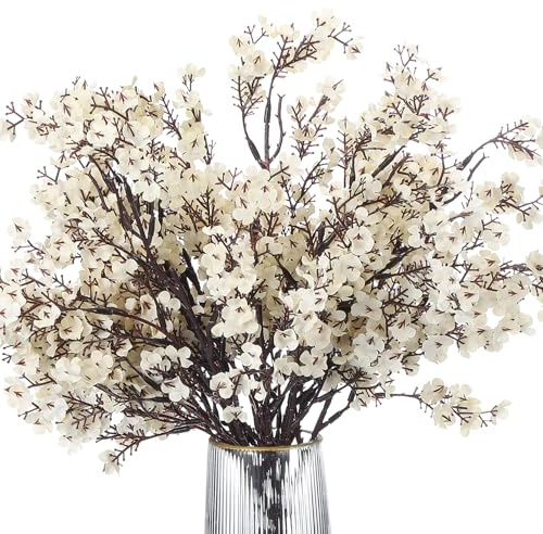 PATIKIL Artificial Flowers, 9pcs European Fake Flowers DIY Bouquet Fake Floral for Home Garden Kitchen Decor Wedding Party Decoration Champagne