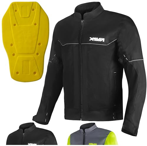 XAVIA AIRMESH Motorrad Sommerjacke Herren/Unisex – Leichte und Atmungsaktive Mesh-Motorradjacke mit CE Level 2 Protektoren an Rücken, Schultern und Ellbogen (Herren/Unisex, Schwarz, L)