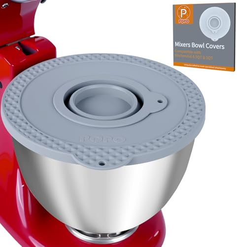Silikon-Mixer-Schüsselabdeckung Kompatibel mit Kitchen Aid 4,5-5 Quart Kipp-Kopf Standmixer Schüsseln (Grau)