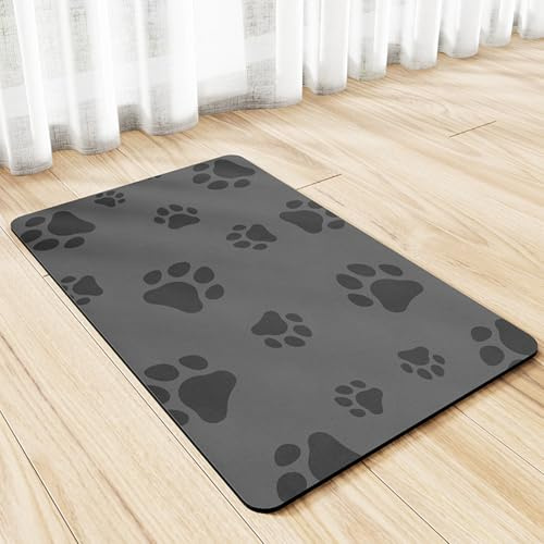 FANSU Napfunterlage Hund Saugfähig Schnelltrocknende, Waschbar rutschfest Futtermatte, Diatomeenerde Futtermatte Hund Futterunterlage Katze, für Hunde & Katzen (Graue Kralle,50x60cm)
