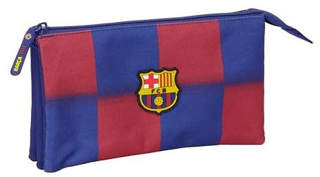 SAFTA F.C. Barcelona 1ª EQUIPACIÓN 25/26 - Portatodo Triple, Estuche Infantil, Estuche Niño, Ideal para Niños en Edad Escolar, Cómodo y Versátil, Calidad y Resistencia, 22x3x12 cm