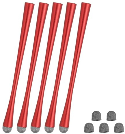 PATIKIL 5 Pcs Slim Waist Stylus Pens for Touch Screens, 2 in 1 High Sensitivity Universal Pen Capacitive Stylus for Phone Tablets Laptop Touch Screen Device, Red